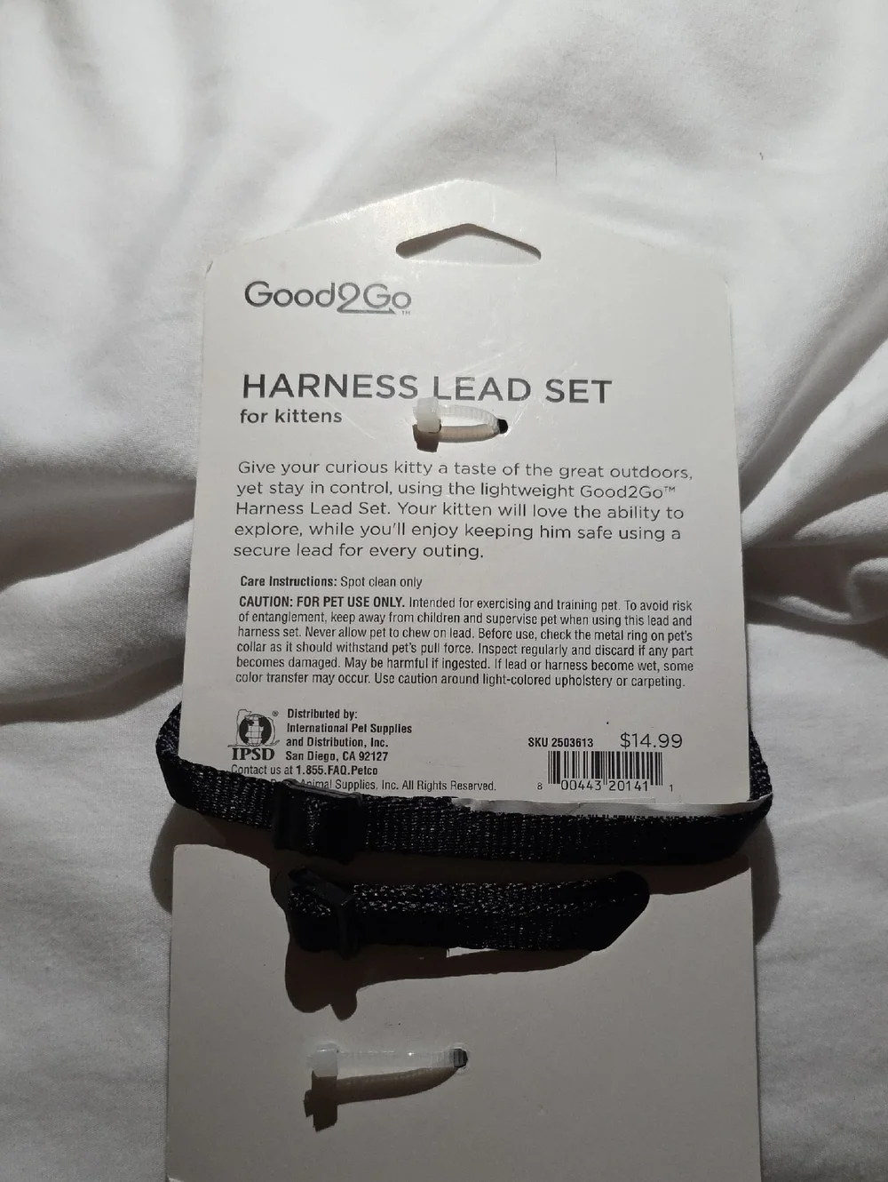 Good2Go Black Harness Lead Set for Kittens Neck 6-8 Inch Chest 9-13.5 Inch